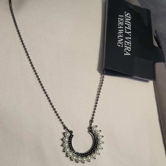 Simply Vera Gunmetal and Pearl Necklace - Picture 1 of 5